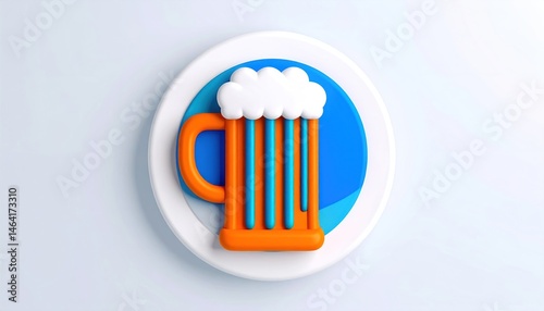 Beer Mug with Foam on Plate