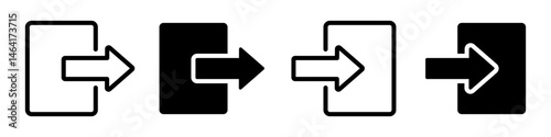 Vector isolated Enter Exit icon set in black outline and fill