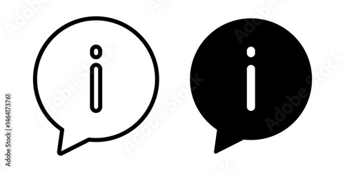 Vector isolated Info icon set in black outline and fill