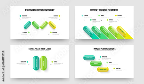 Business Campaign 4 5 2 3 Element Diagram Frame Layout Set. Consulting Planning Four Five Two Three Step Infographic Slide Design Vector Illustration Bundle.