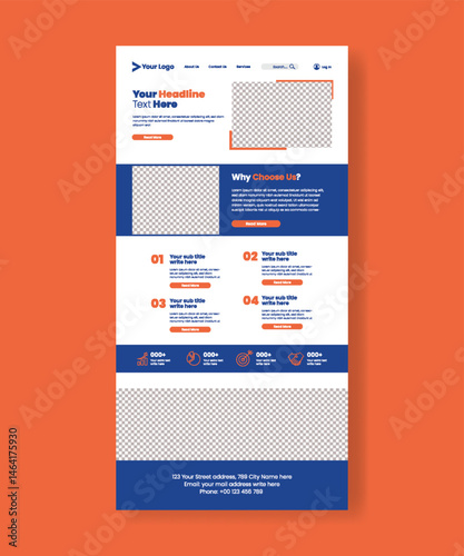 email newsletter template for business marketing web page ui interface layout design, website interface layout template vertical design