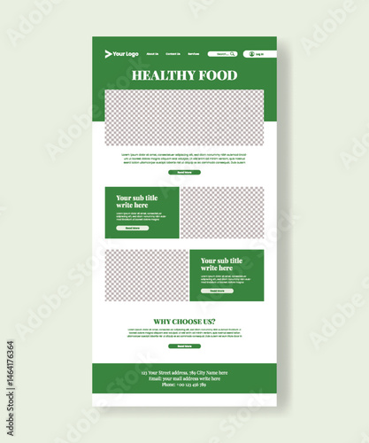food email newsletter template for blogger website page ui interface layout design, food blogger email marketing landing page, website heard design for website page layout