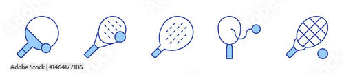 paddletennisracket, pingpong, paddle, racket. Tennis Icon vector illustration. Line Duotone style. Editable stroke