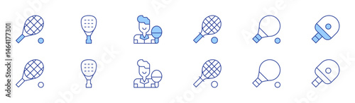 Tennis icon set in two styles, Duotone and Thin Line style. Editable stroke. tennis, padel, tabletennis, pingpong