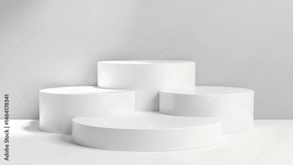 A 3d white podium, a round empty pedestal isolated for award or product stage A 3d white podium, a round empty pedestal isolated for award or product stage