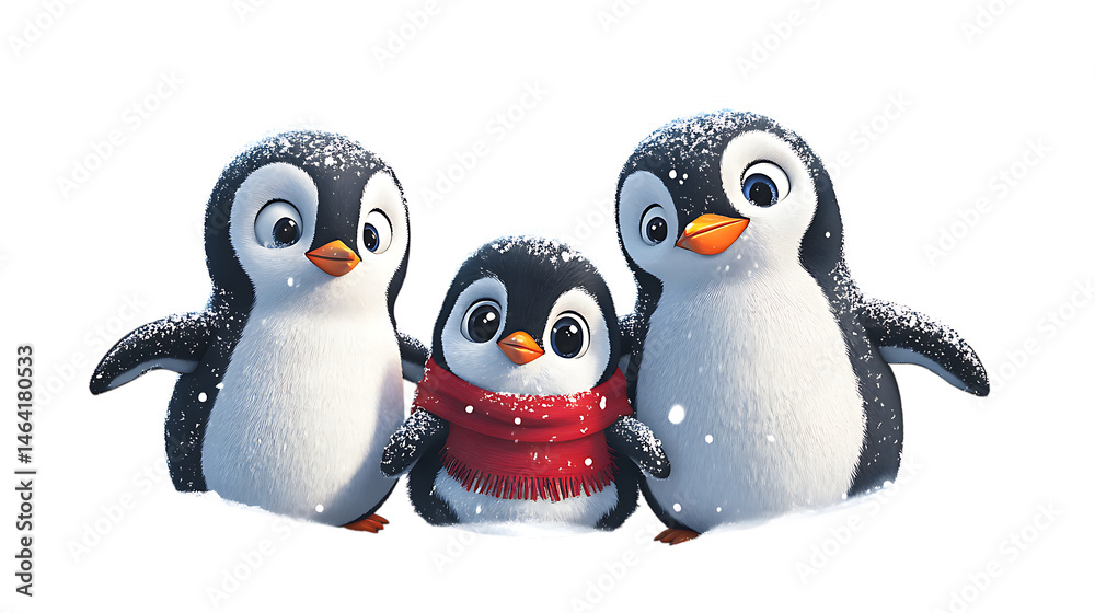 Fototapeta premium penguins on the snow