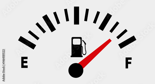 Full gas meter, petrol meter, in blue on a white background. Copy space