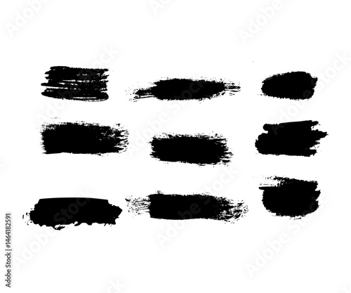 Collection of black textured brushstrokes