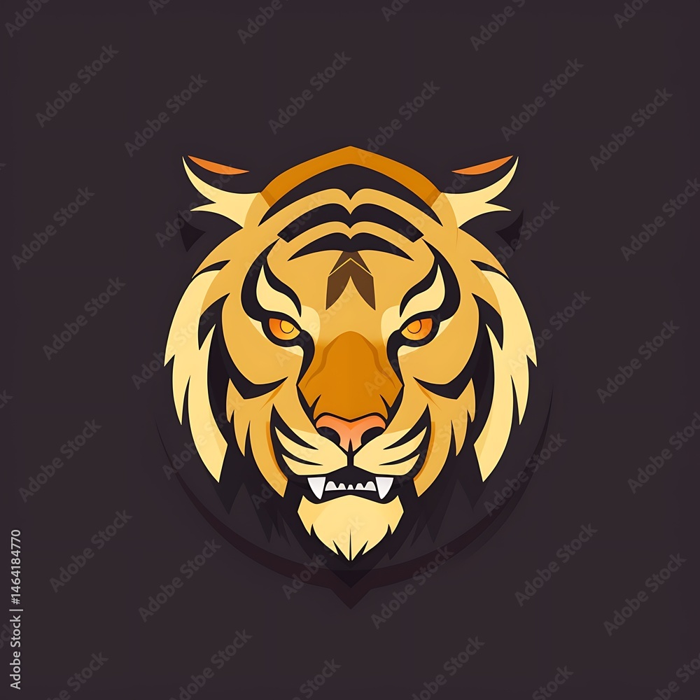 Obraz premium Tiger Head with Vector Art, and Dark Background.