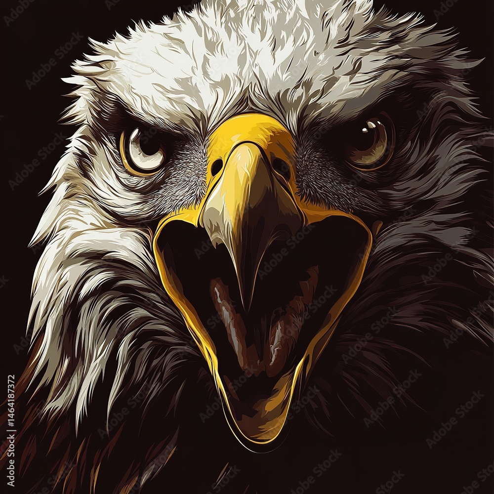 Majestic Bald Eagle Close Up Intense Gaze Wild Bird Portrait Powerful Predator American Symbol