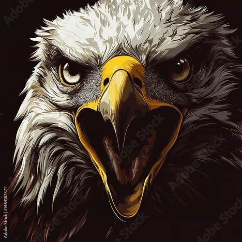 Obraz na płótnie Majestic Bald Eagle Close Up Intense Gaze Wild Bird Portrait Powerful Predator American Symbol w salonie
