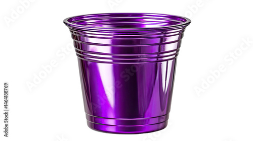 Purple Party Cup: A single vibrant purple plastic cup, perfect for capturing the spirit of any party or event. It's a clean, simple image that offers a pop of color for any design project. 