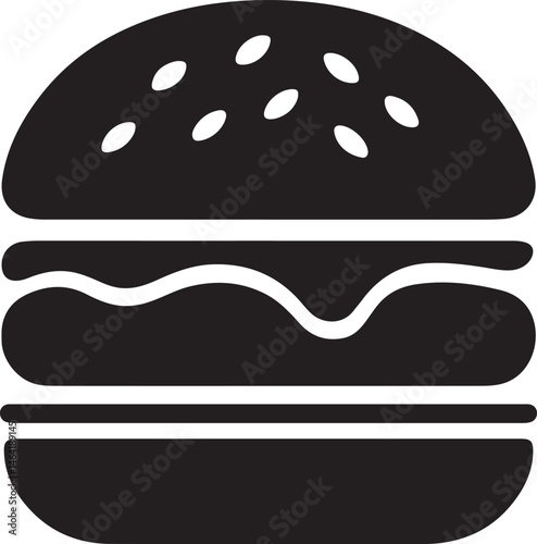 Elegant black and white rendering of a burger, suitable for a sophisticated food brand_traced
