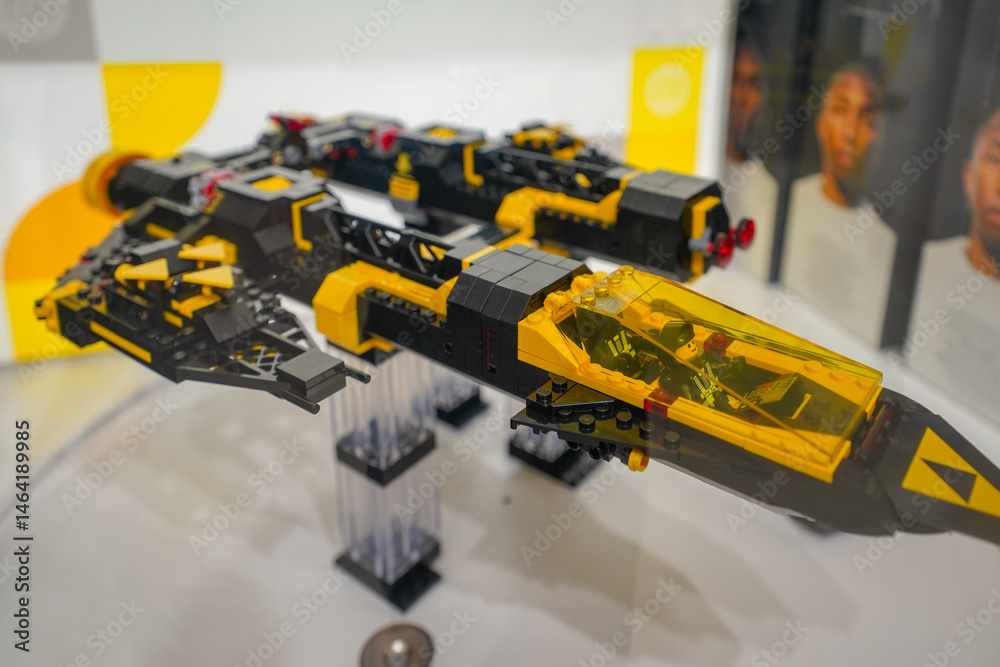 Naklejka premium Budapest, Hungary , 04 04 2025 : Lego store and collections on display