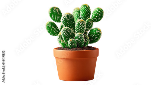 Cactus in Pot: A vibrant green cactus, potted in a terracotta pot, stands as a testament to resilience and simple beauty. The spiky plant provides a burst of life and texture.