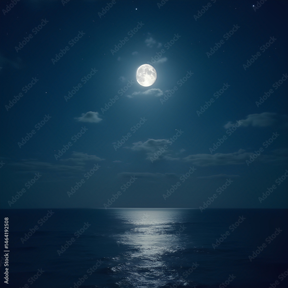 Fototapeta premium Night sky and the moon over the sea