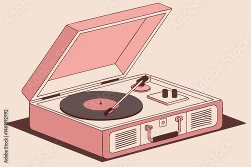 10 Retro record player, vintage turntable, rose gold and cream colors, pastel background, minimalist design, 3D rendering, studio lighting, high detail, sharp focus, mid-century modern aesthetic, viny