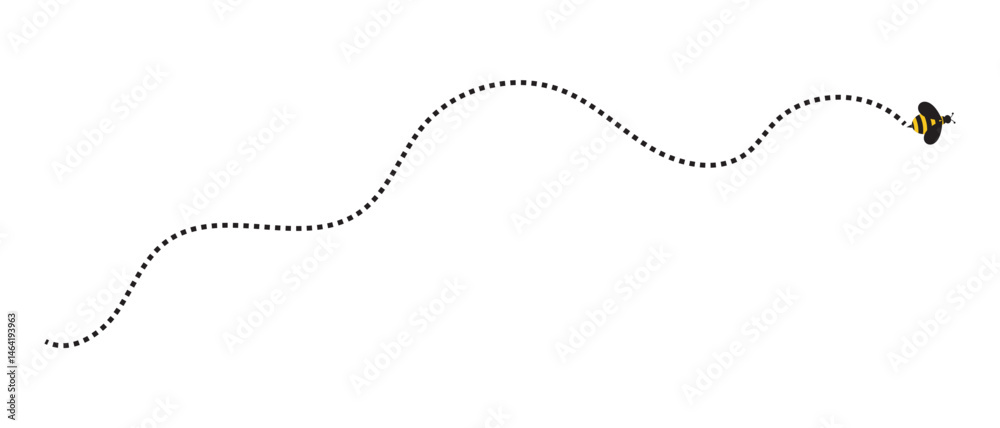 Flying Bee Icon on Stock Illustration. vector on dotted flying. vector illustration. Flying Bee Icon on Stock Illustration. vector on dotted flying. vector illustration.