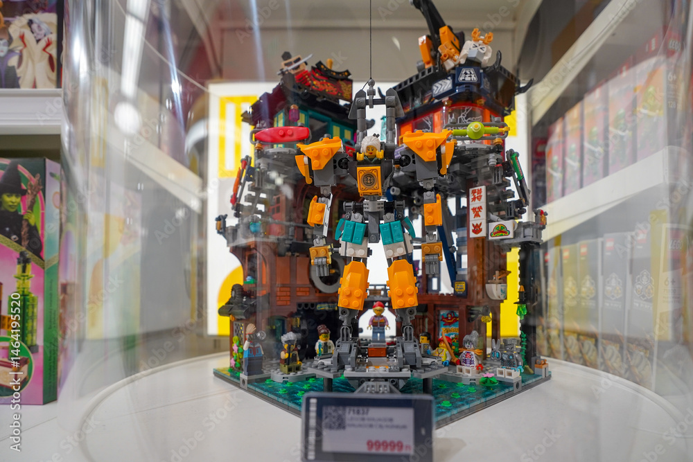 Fototapeta premium Budapest, Hungary , 04 04 2025 : Lego store and collections on display