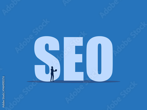 SEO, Businessman Exploring Web Page Data, Search Engine Technology