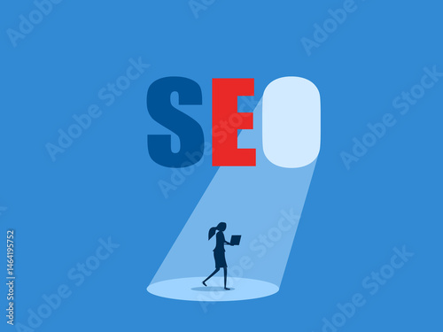 SEO ,Businesswoman online,Searching for information
