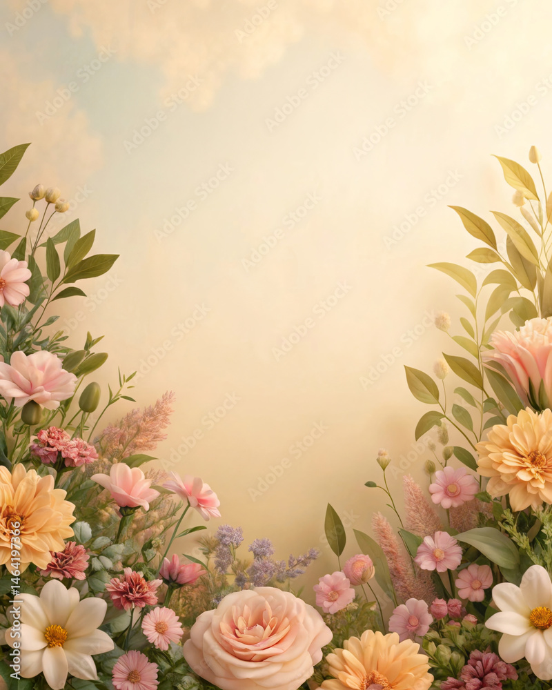 custom made wallpaper toronto digitalFloral Minimalist Background with Vintage 3D Design Aesthetic