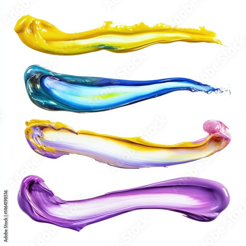 Colorful paint strokes on white background