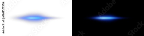Png Glowing horizontal blue light line with radiant shine and beam effect. Futuristic energy streak with shimmer, flare, and neon glow. Perfect for digital highlights. Png illustration.