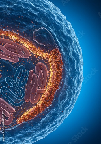 Cellular Inferno: 3D Render of Mitochondria Energy