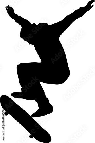 Skater solid black silhouette isolated on white background
