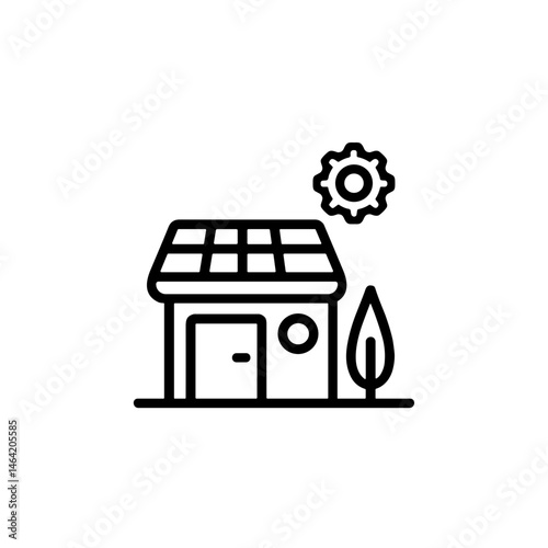 Simple solar power plant icon showcasing renewable energy concept