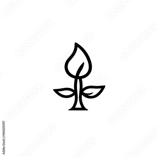 Minimalist plant icon representing low carbon energy, sustainability