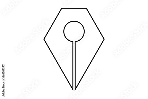 Fountain Pen nib Icon. Fountain Pen tip line writing Icon on white background.