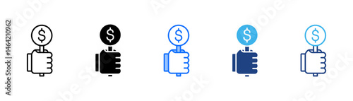 Bidding Icon Set With Multiple Style Collection 
