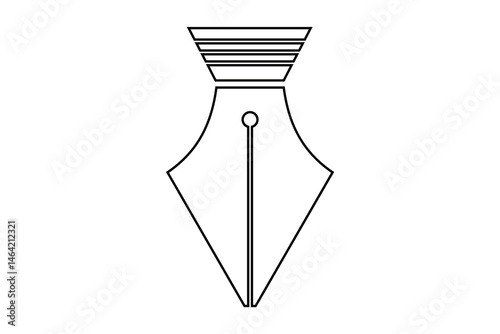 Fountain Pen nib Icon. Fountain Pen tip line writing Icon on white background.