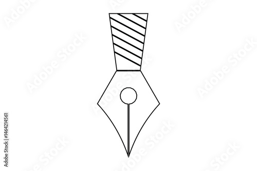 Fountain Pen nib Icon. Fountain Pen tip line writing Icon on white background.