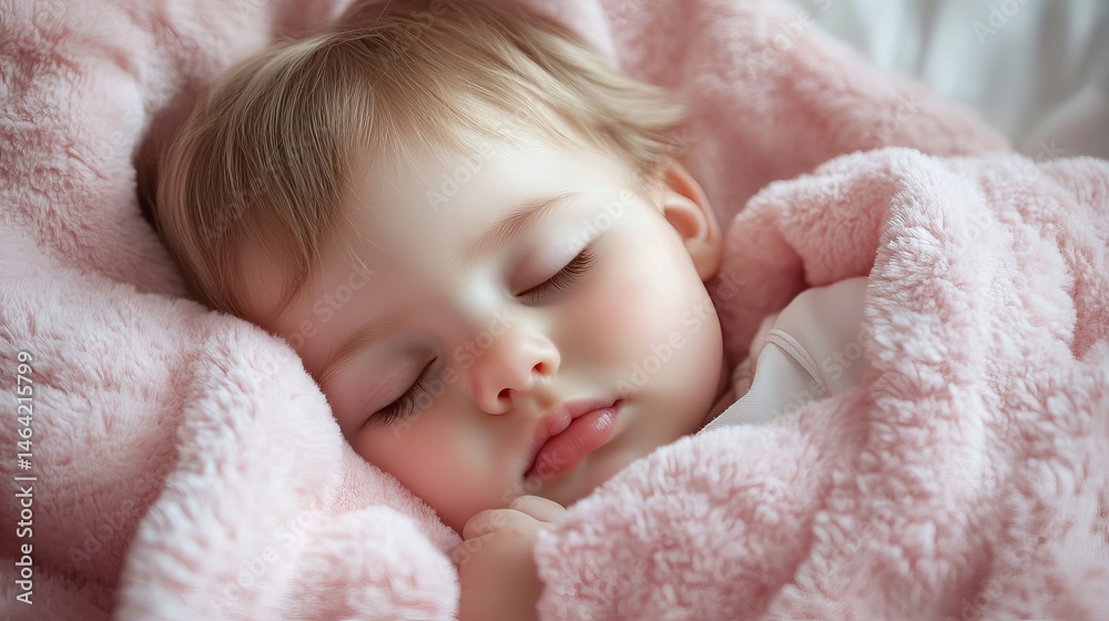Peaceful Baby Sleeping Soundly in Pink Blanket Soft Child Sweet Dreams Toddler Rest Peaceful Baby Sleeping Soundly in Pink Blanket Soft Child Sweet Dreams Toddler Rest