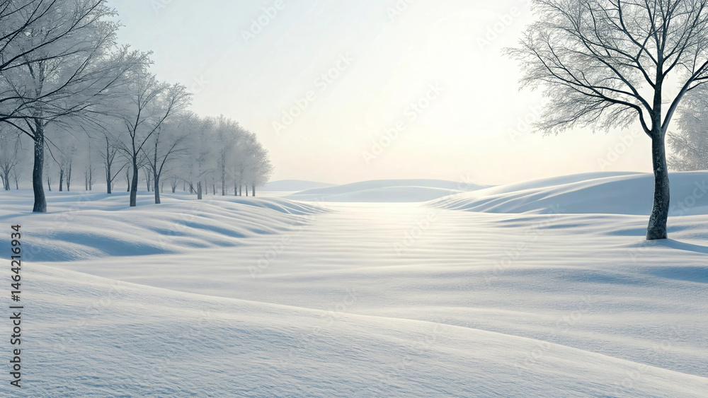 Snowy Minimalist Background with Quiet 3D Design Aesthetic Snowy Minimalist Background with Quiet 3D Design Aesthetic