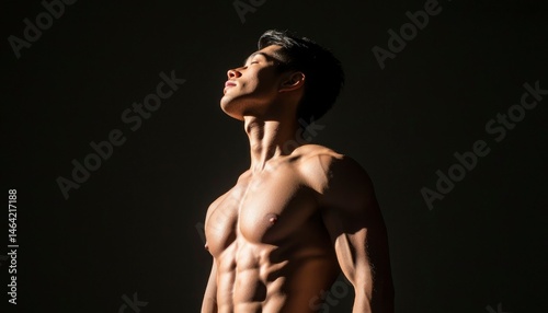 Muscular Man Looking Up photo