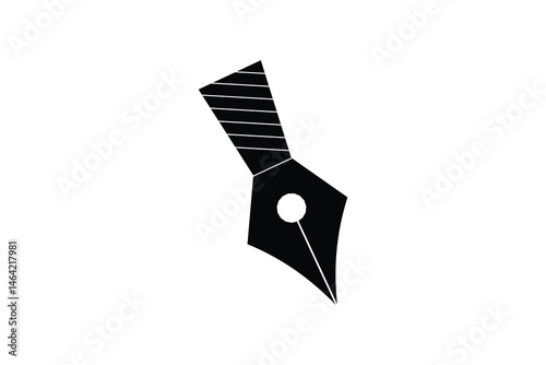 Fountain Pen nib Icon. Fountain Pen tip line writing Icon on white background.