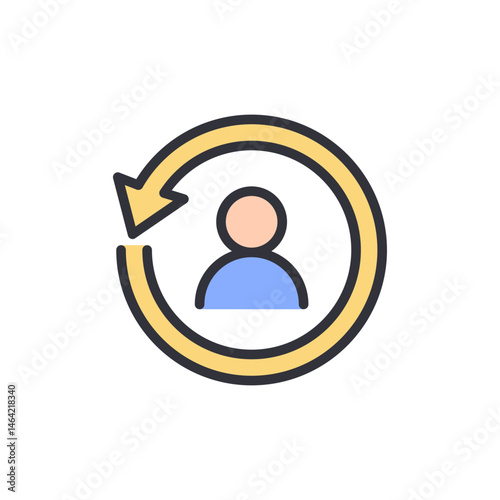 User account refresh or data synchronization with circular arrow icon