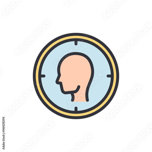 Human profile in circle symbolizing mind, creativity and consciousness