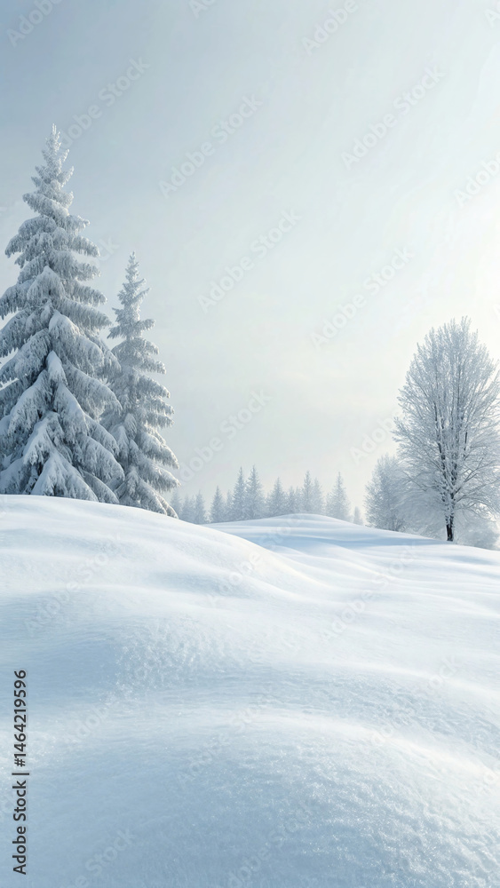 Fototapeta premium Snowy Minimalist Background with Quiet 3D Design Aesthetic