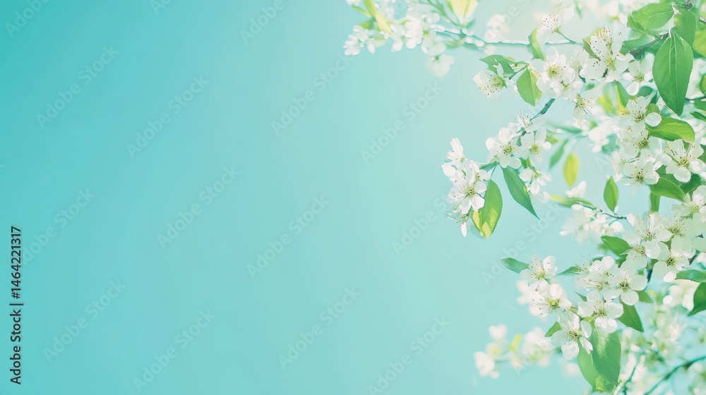 Blossoming Elegance: A captivating view of delicate white flowers blooming against a backdrop of soft sky. It's a scene of freshness, tranquility, and the beauty of springtime.