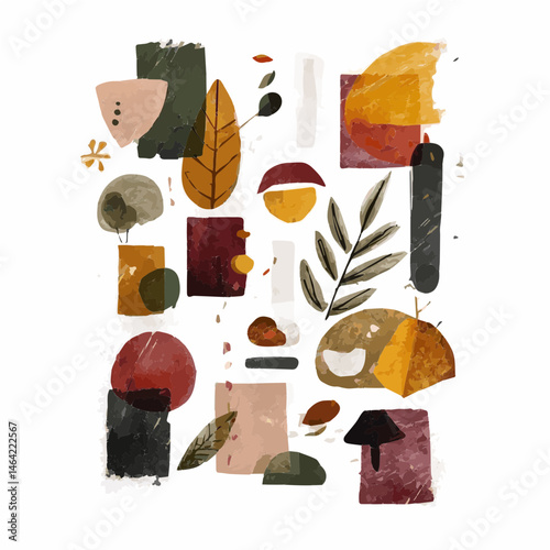 autumnal shapes, flash sheet, abstract, white background