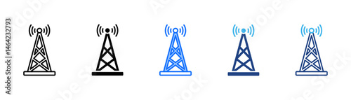 Telecommunication Icon Set With Multiple Style Collection 