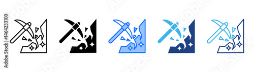 Mining Icon Set With Multiple Style Collection 