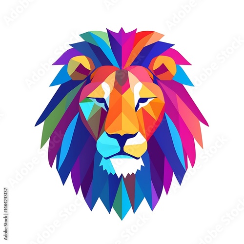 Colorful Geometric Lion Head. (1) photo