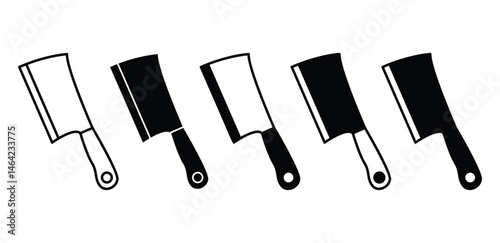 Cleaver Icons Set Graphic Design Illustration Black and White Color Vector 