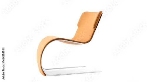 A chair with a cantilevered design, isolated on pure white background.